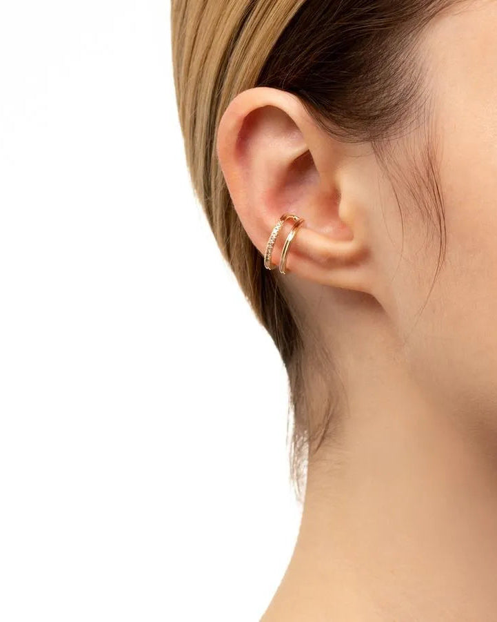 Gossamer Double Line Diamond Ear Cuff by Hirotaka - At Present Jewelry