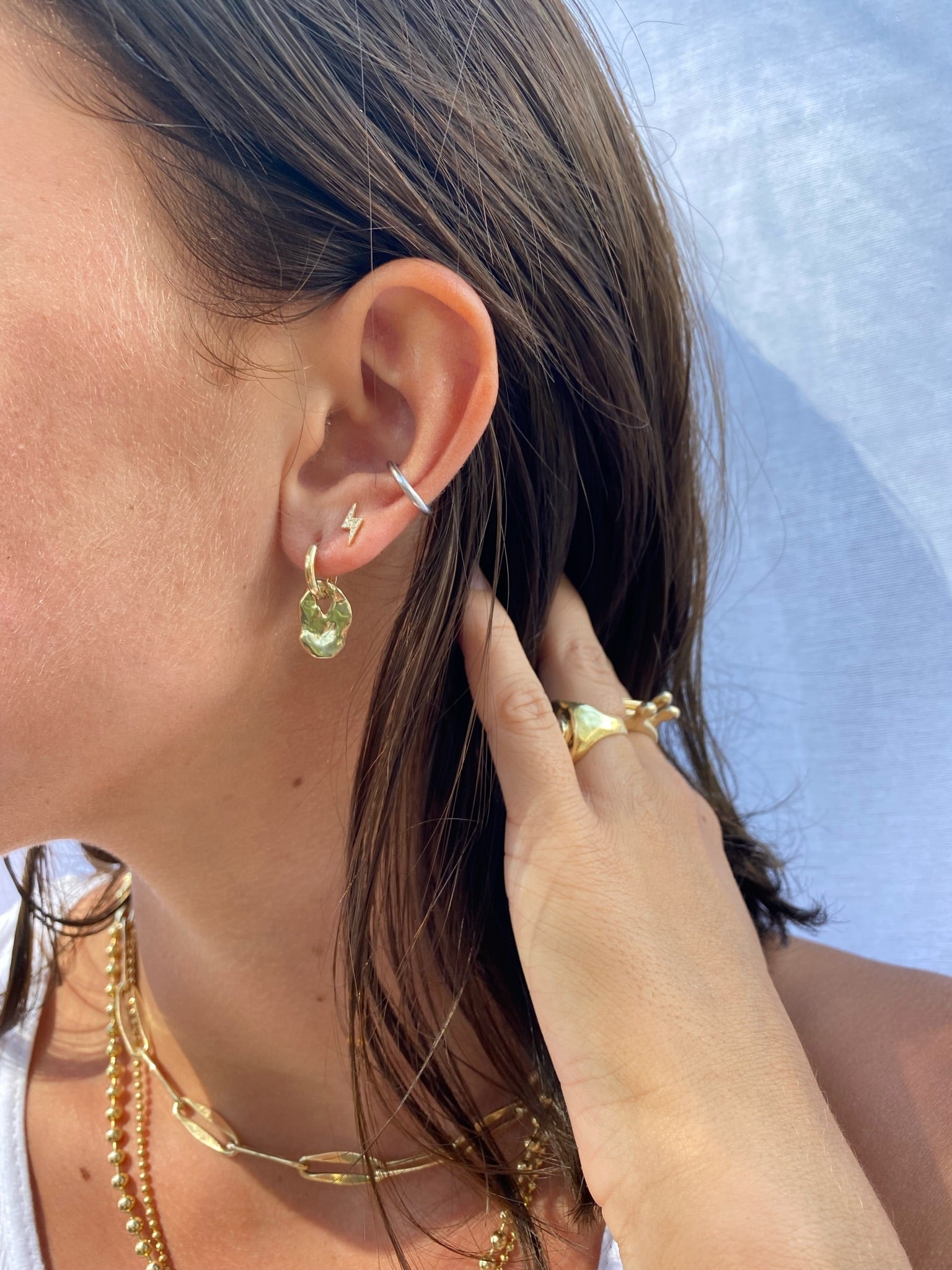 Fluid Dangle Hoop by Rebecca Pinto - At Present Jewelry