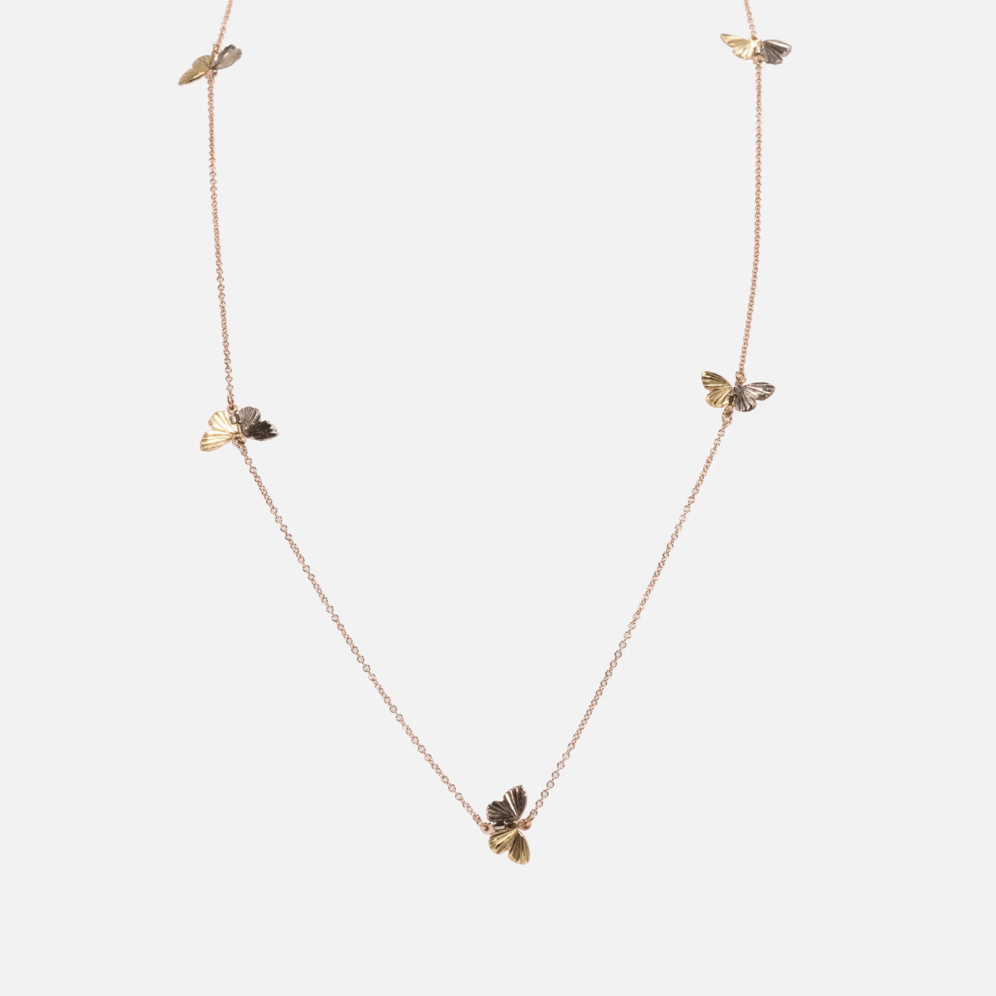 Tricolor Tiny Asterope 5 Migration Butterfly Necklace by James Banks Design - At Present Jewelry