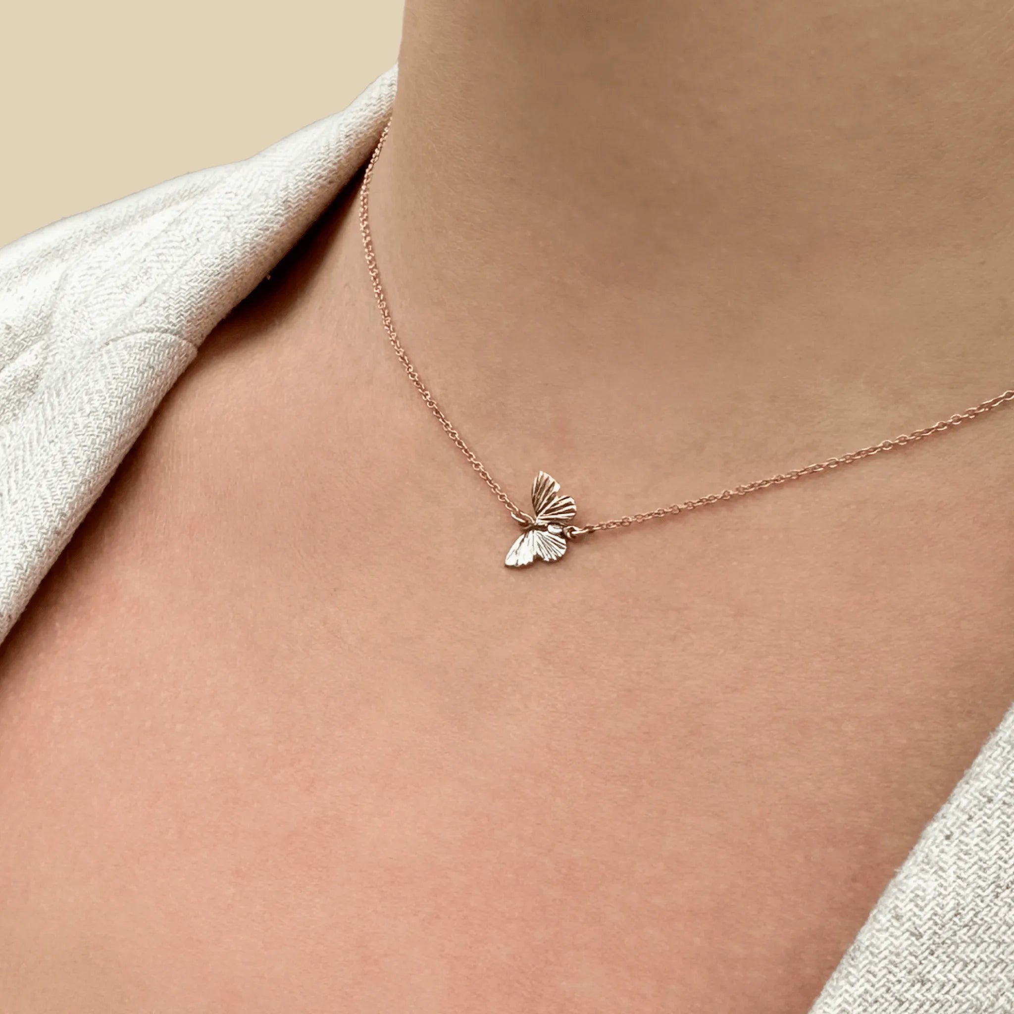 Tricolor Tiny Asterope Migration Butterfly Necklace by James Banks Design - At Present Jewelry