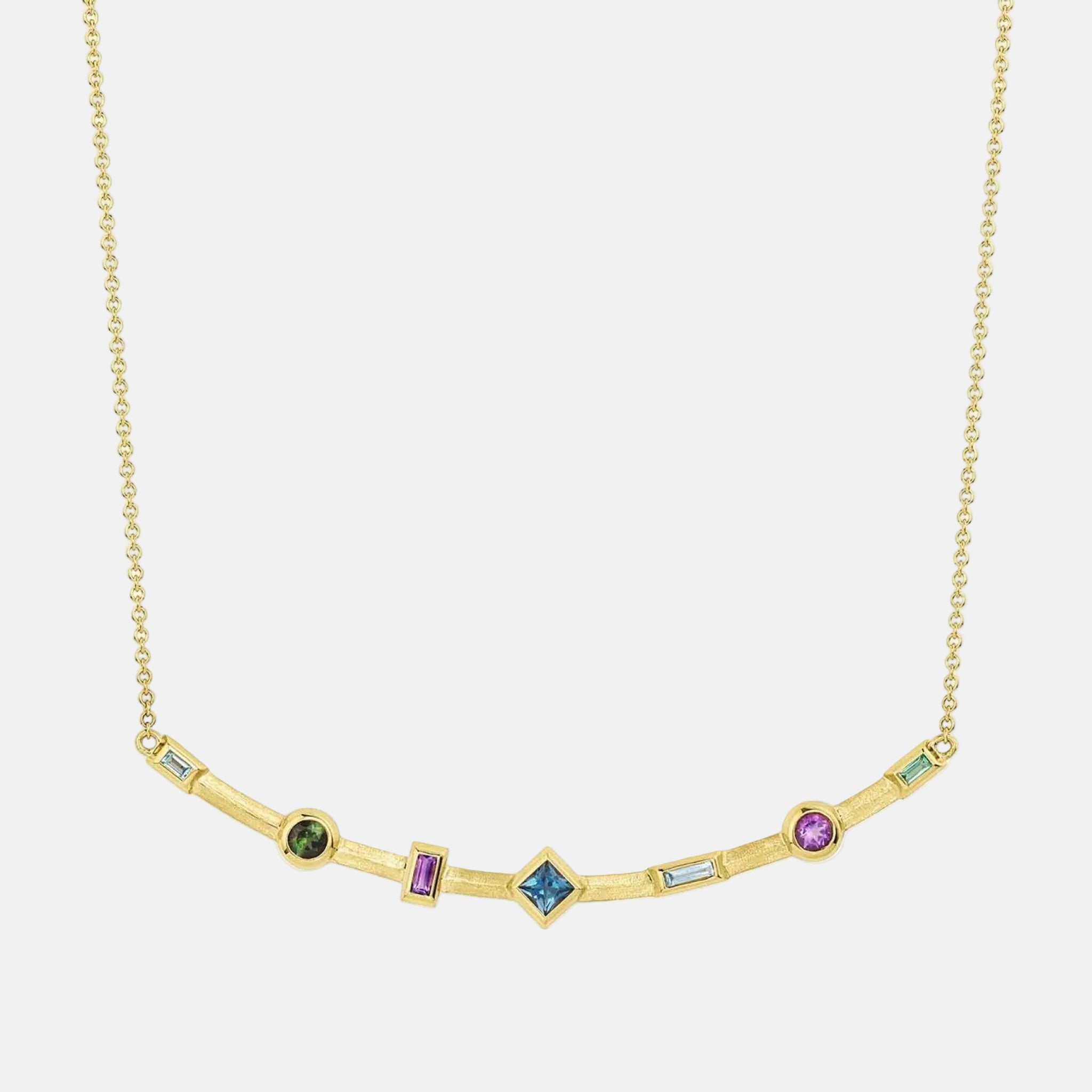 Multicolored Curved Bar Necklace by Jennifer DeMoro Jewelry - At Present Jewelry