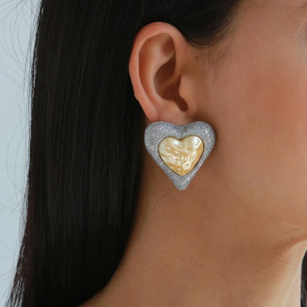 Heart Studs, Glitter by Julietta - At Present Jewelry