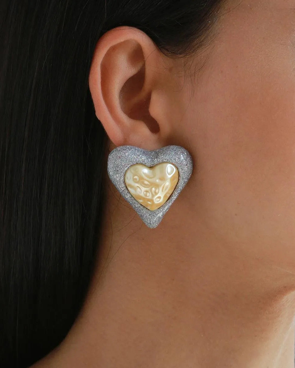 Heart Studs, Glitter by Julietta - At Present Jewelry