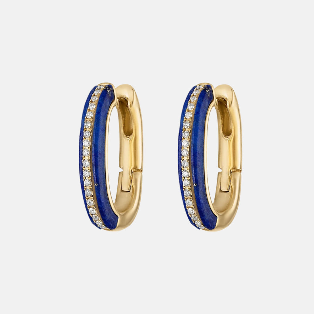 Stoned Elongated Huggie by Eden Presley - At Present Jewelry