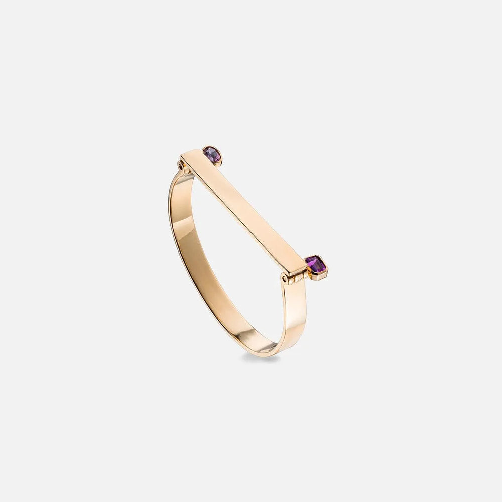 Double Screw Bangle in Yellow Gold by Leslie Paige Jewelry - At Present Jewelry