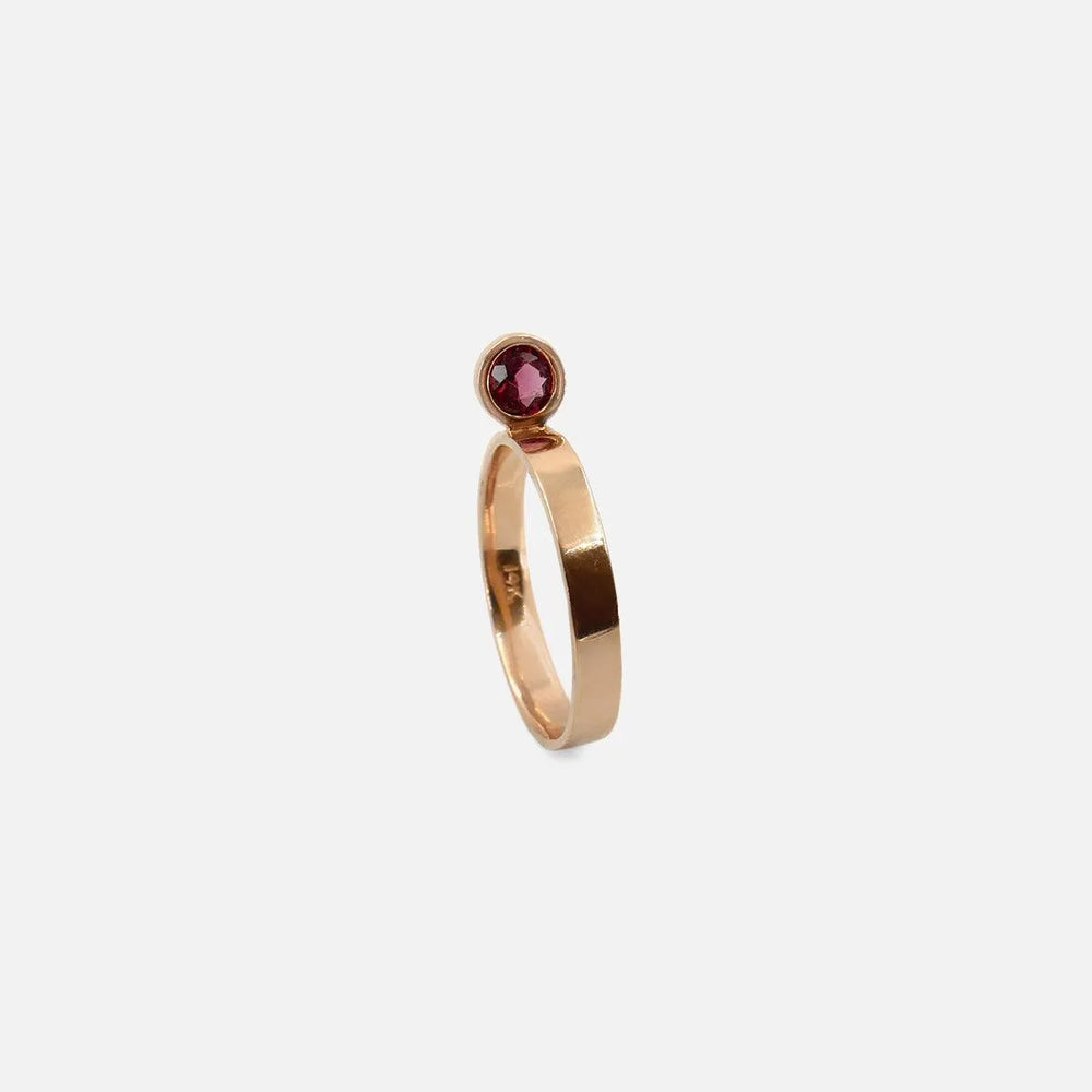 Perched Setting Round Ruby Stacking Ring by Leslie Paige Jewelry - At Present Jewelry
