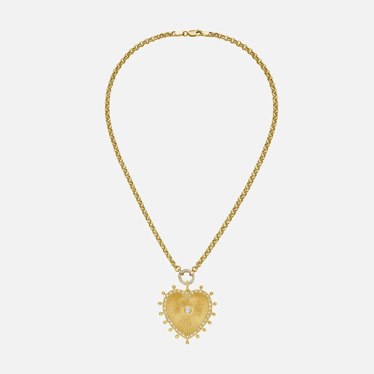 Cassandane Large Diamond Heart Medallion by Lionheart - At Present Jewelry