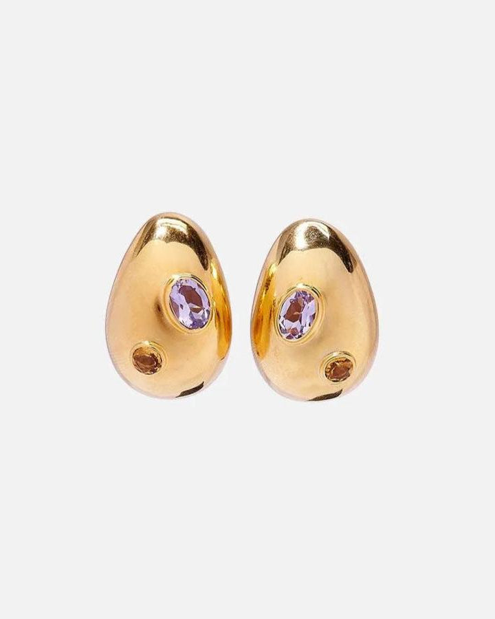 Mini Arp Earrings, Studded Gold by Lizzie Fortunato - At Present Jewelry