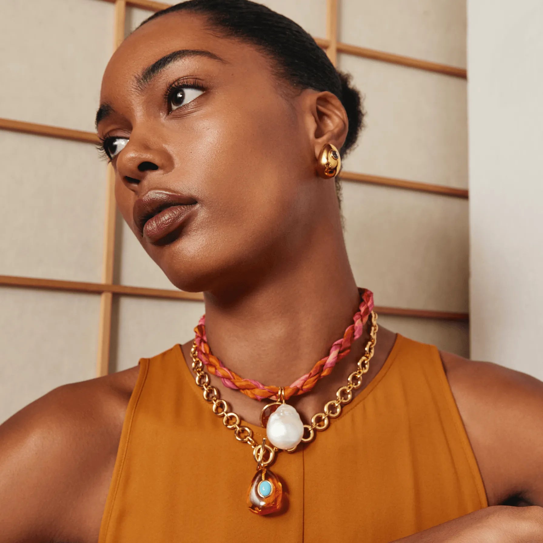 Mini Arp Earrings, Studded Gold by Lizzie Fortunato - At Present Jewelry