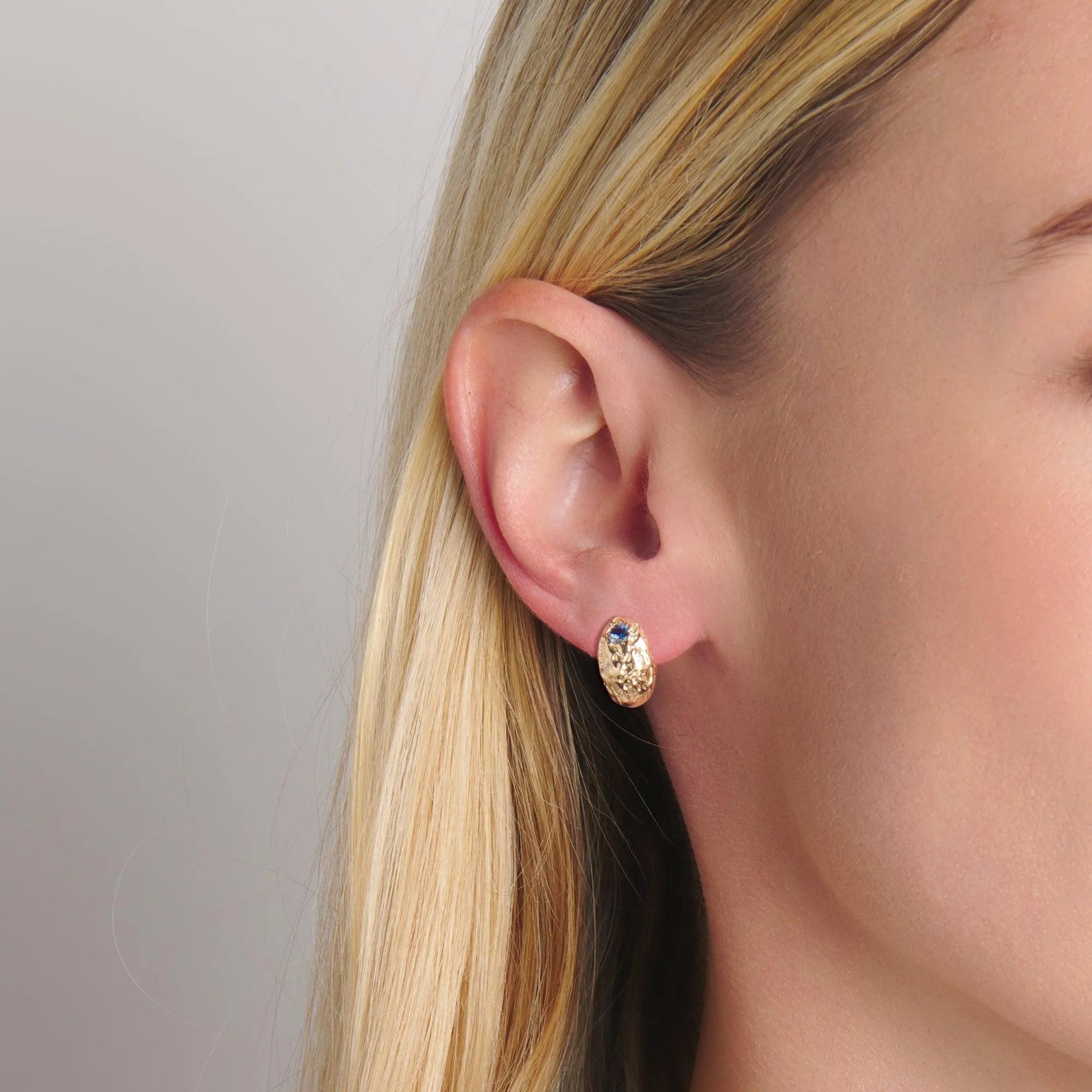 Alma Huggie, Blue Sapphire by Mandy Reid - At Present Jewelry