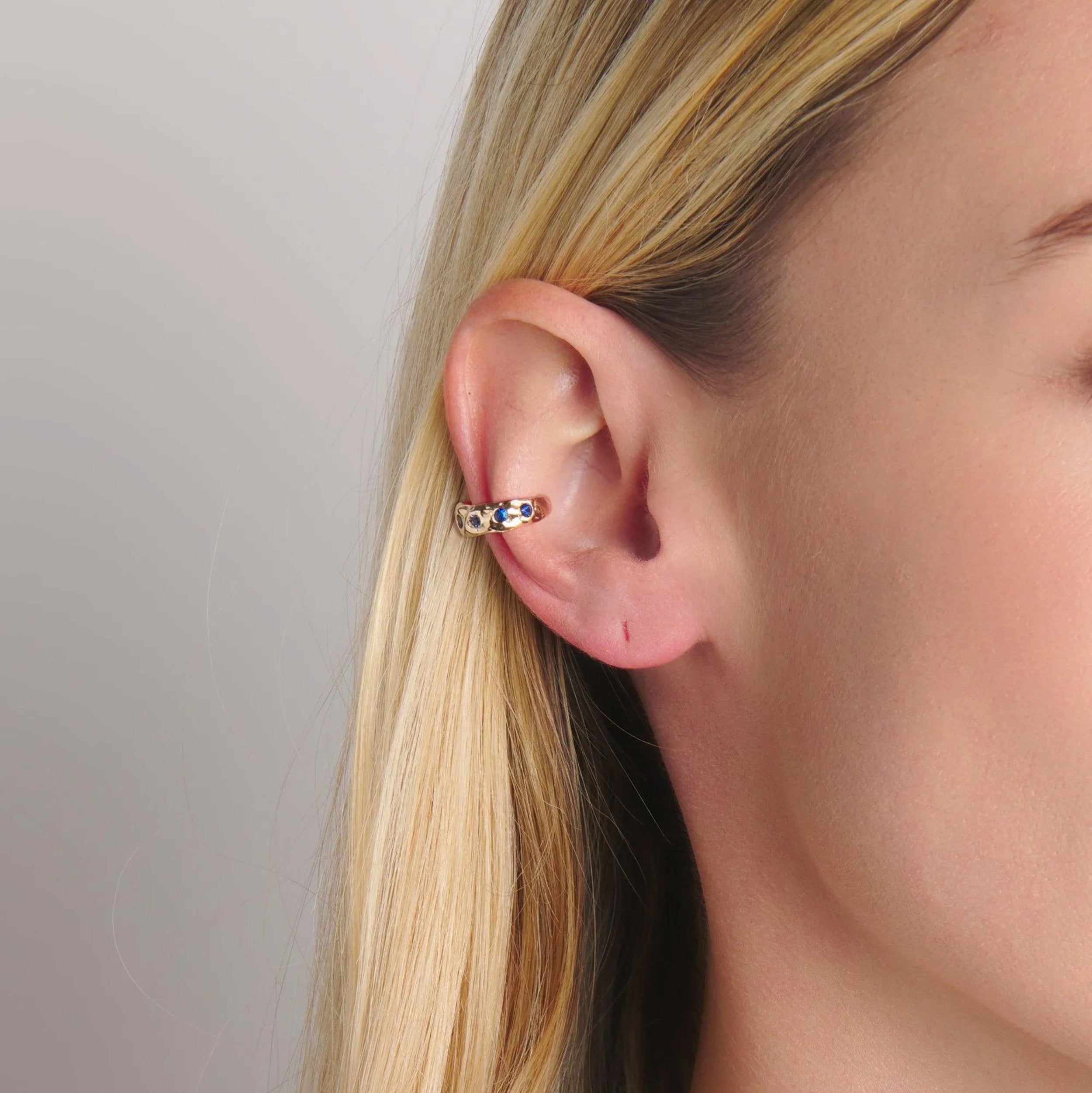 Mira Ear Cuff, Blue Sapphire by Mandy Reid - At Present Jewelry