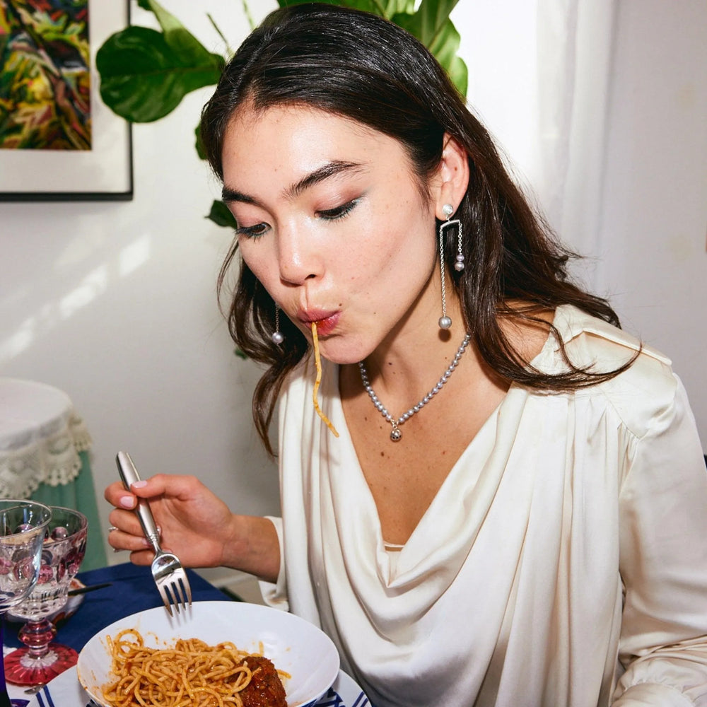 Pulley Pearl Stud Earrings by Monbouquette - At Present Jewelry