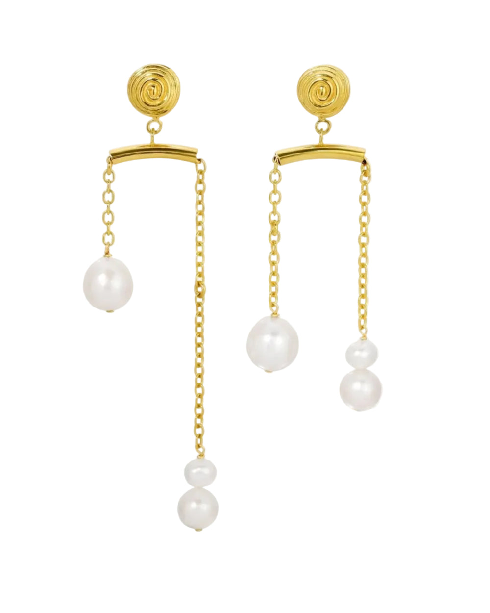 Pulley Pearl Stud Earrings by Monbouquette - At Present Jewelry