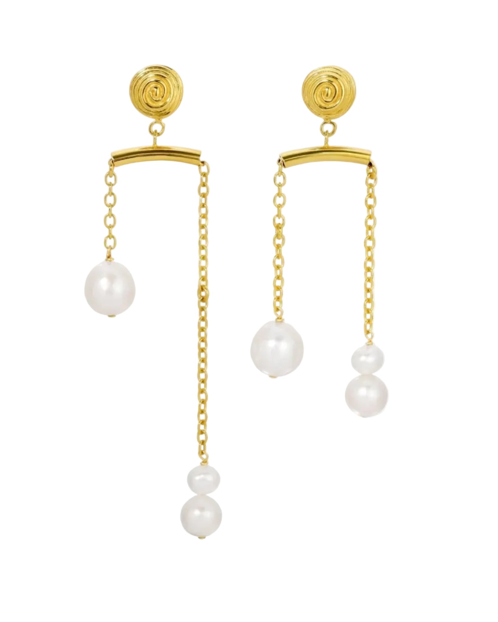 Pulley Pearl Stud Earrings by Monbouquette - At Present Jewelry