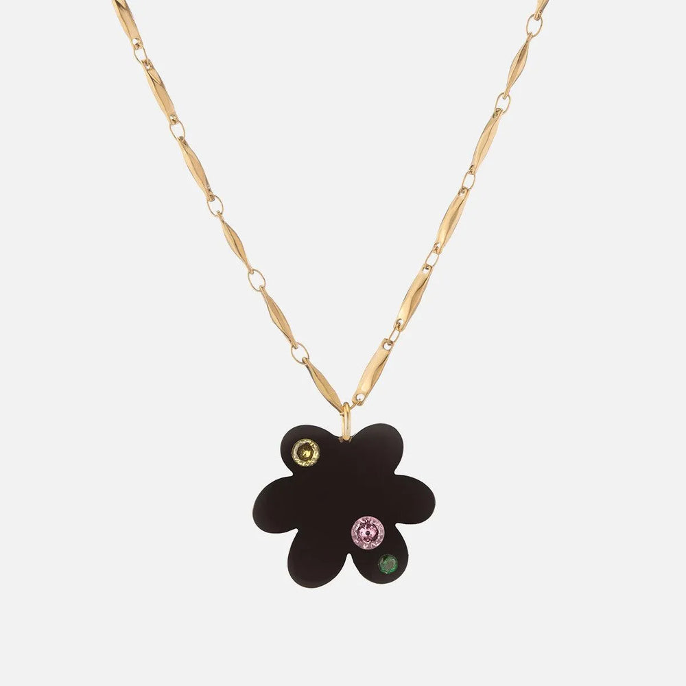 Super Bloom Necklace, Black Agate by NOTTE - At Present Jewelry