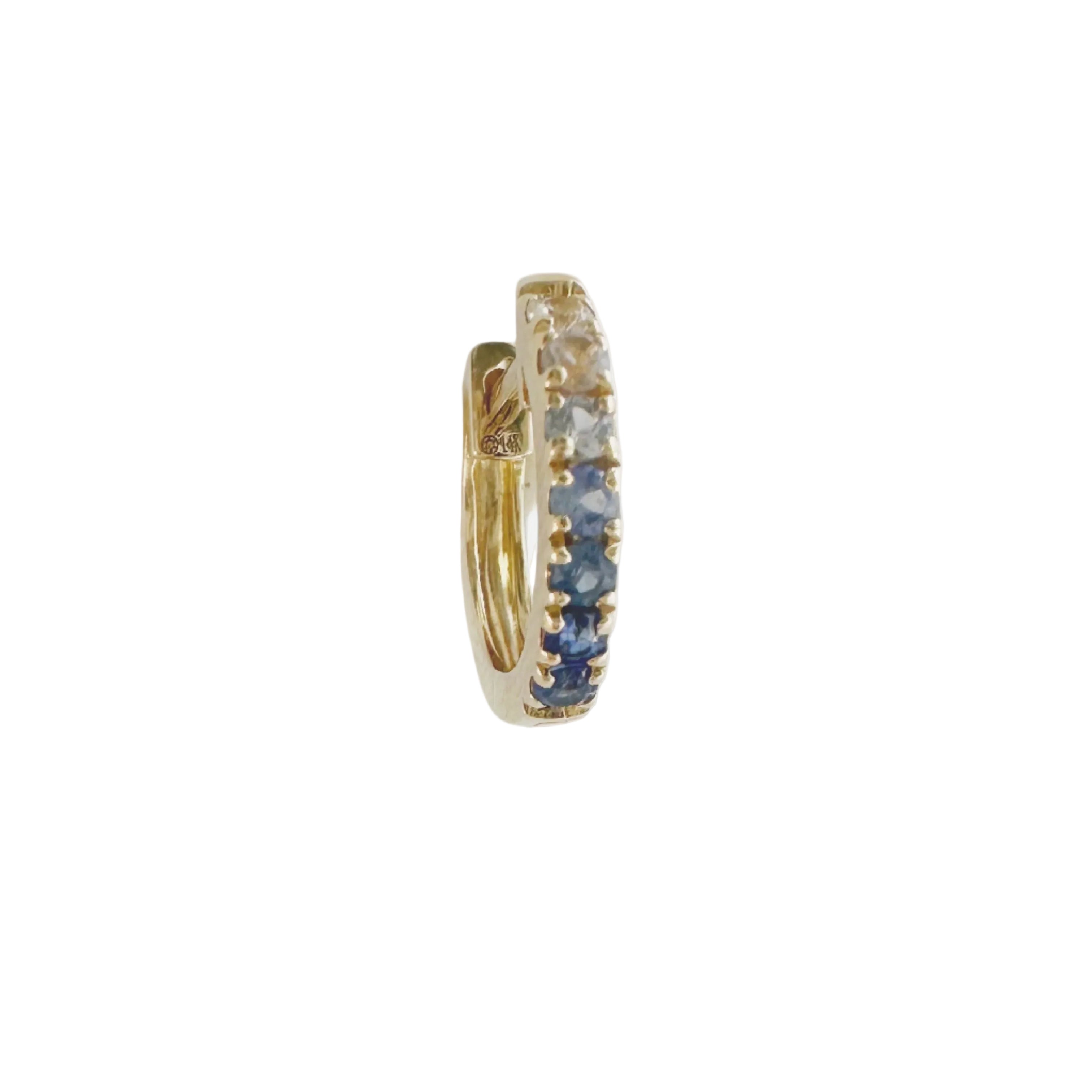 Ombre Blue Sapphire Huggies by Rebecca Pinto - At Present Jewelry