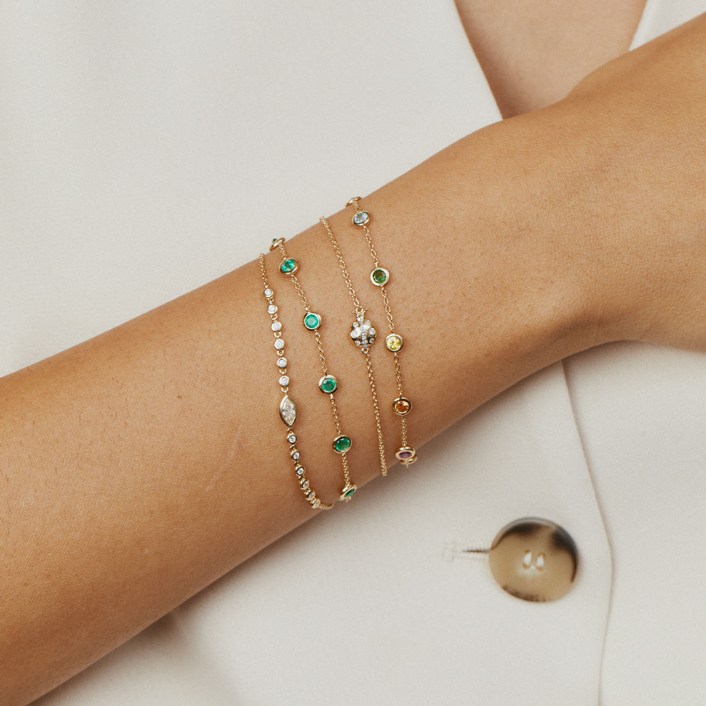 Rainbow Bezel Set Bracelet by Eriness - At Present Jewelry