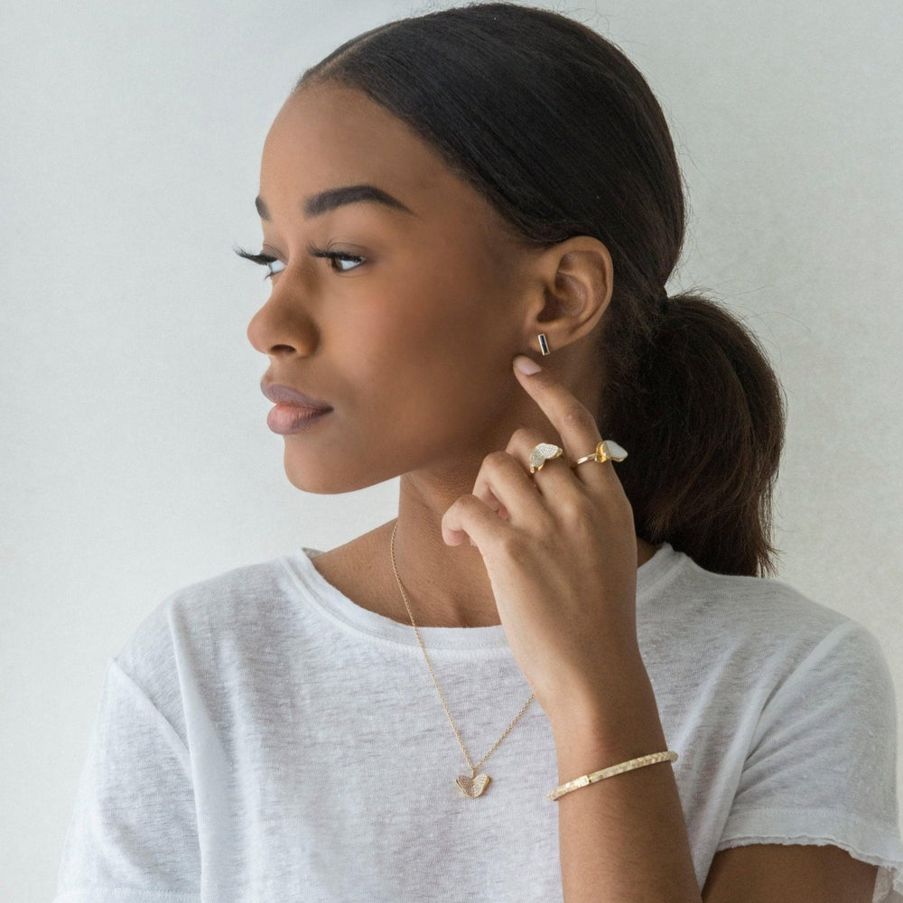 Chubby Emerald Square Huggie Earrings by Ri Noor - At Present Jewelry