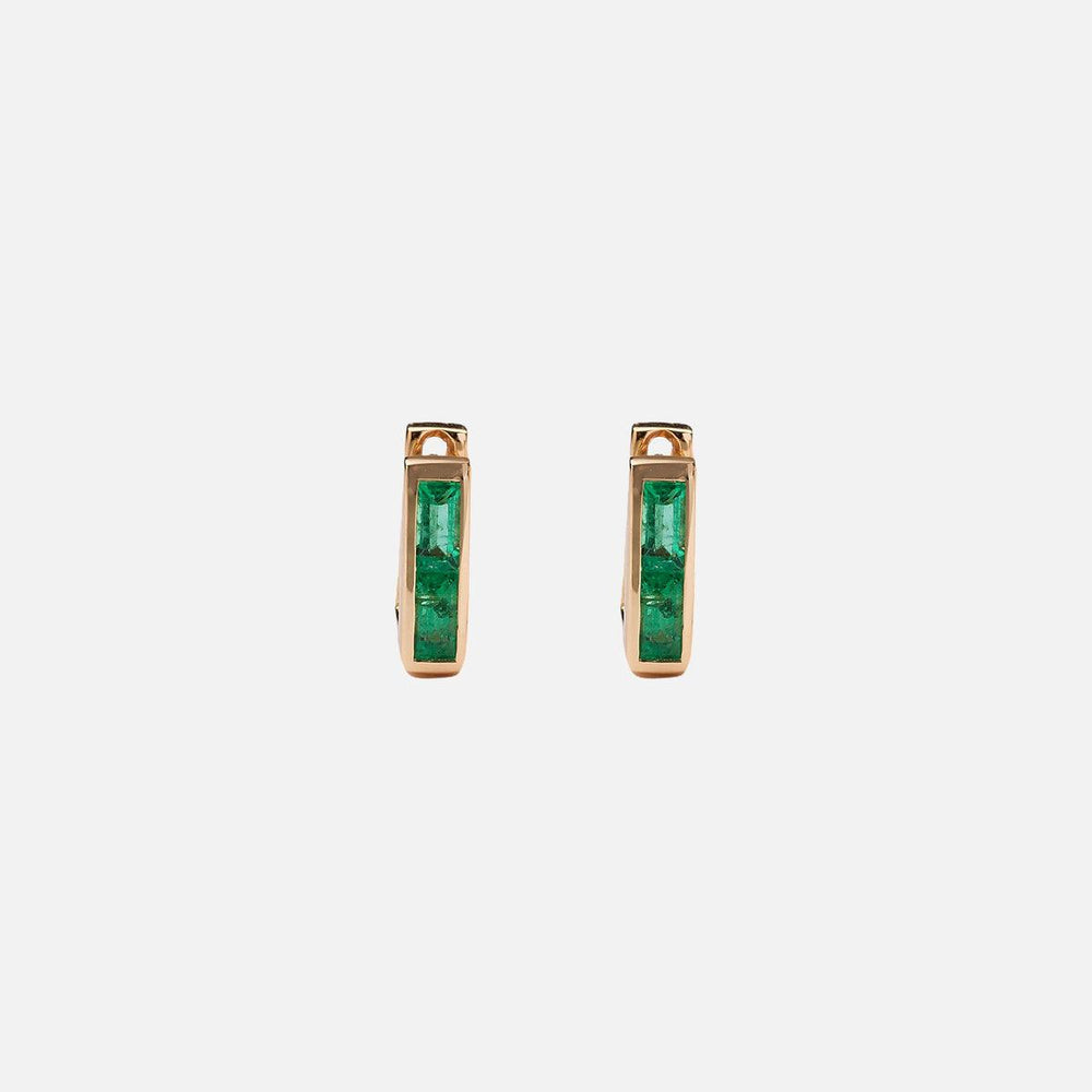 Chubby Emerald Square Huggie Earrings by Ri Noor - At Present Jewelry