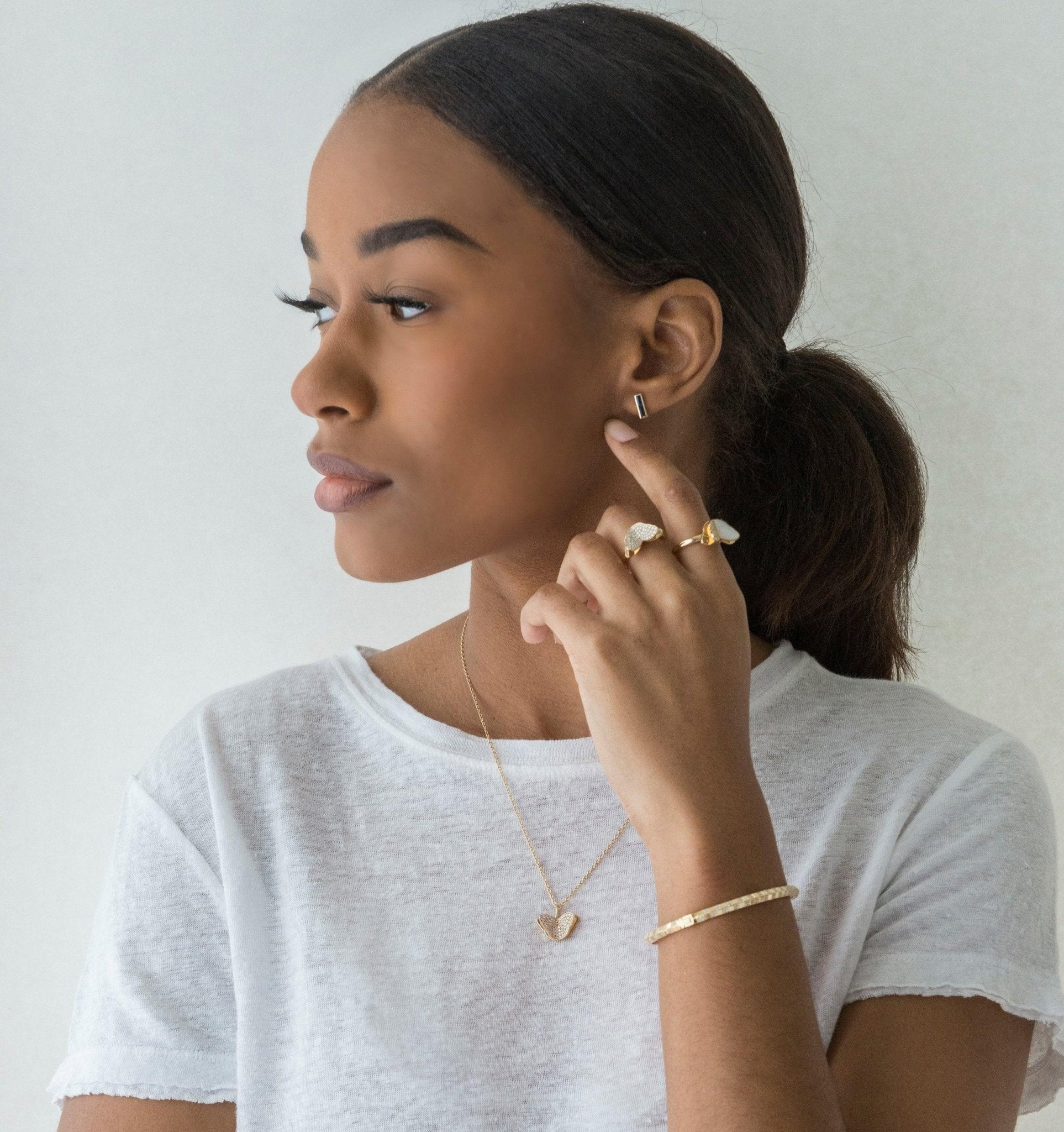 Chubby Sapphire Square Huggie Earrings by Ri Noor - At Present Jewelry