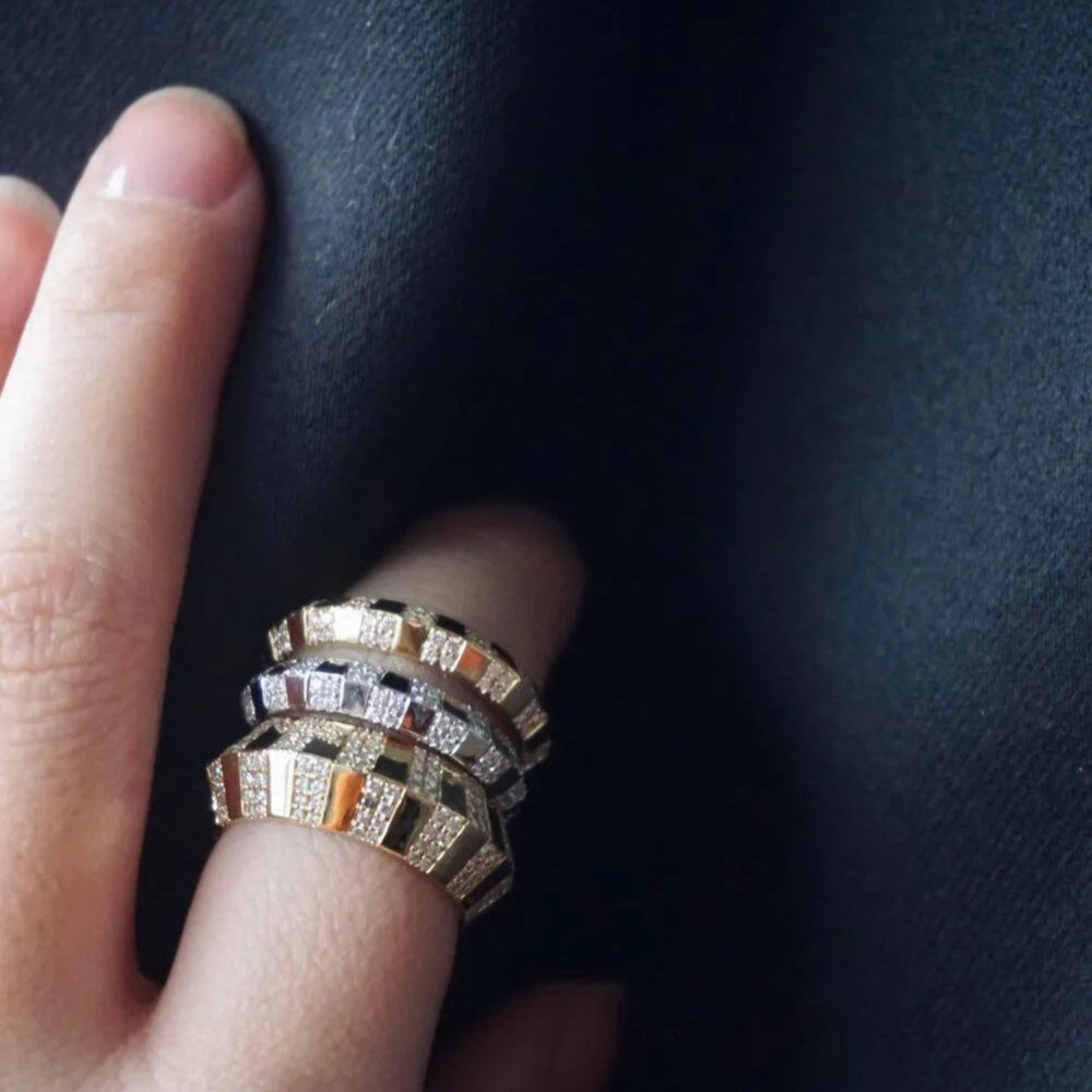 Pinstripe Strength Chubby Knife Edge Diamond Ring by Ri Noor - At Present Jewelry