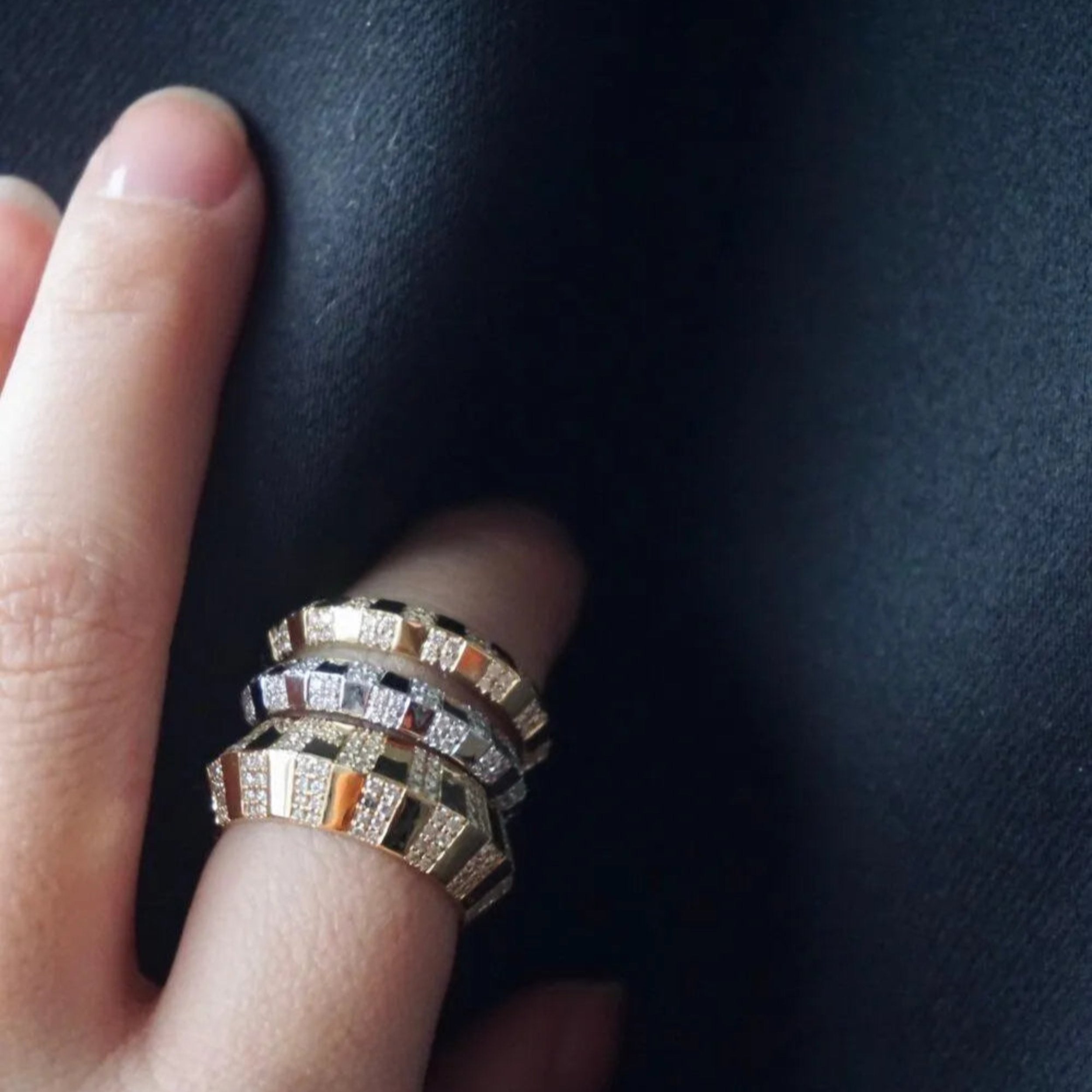 Pinstripe Strength Chubby Knife Edge Diamond Ring by Ri Noor - At Present Jewelry