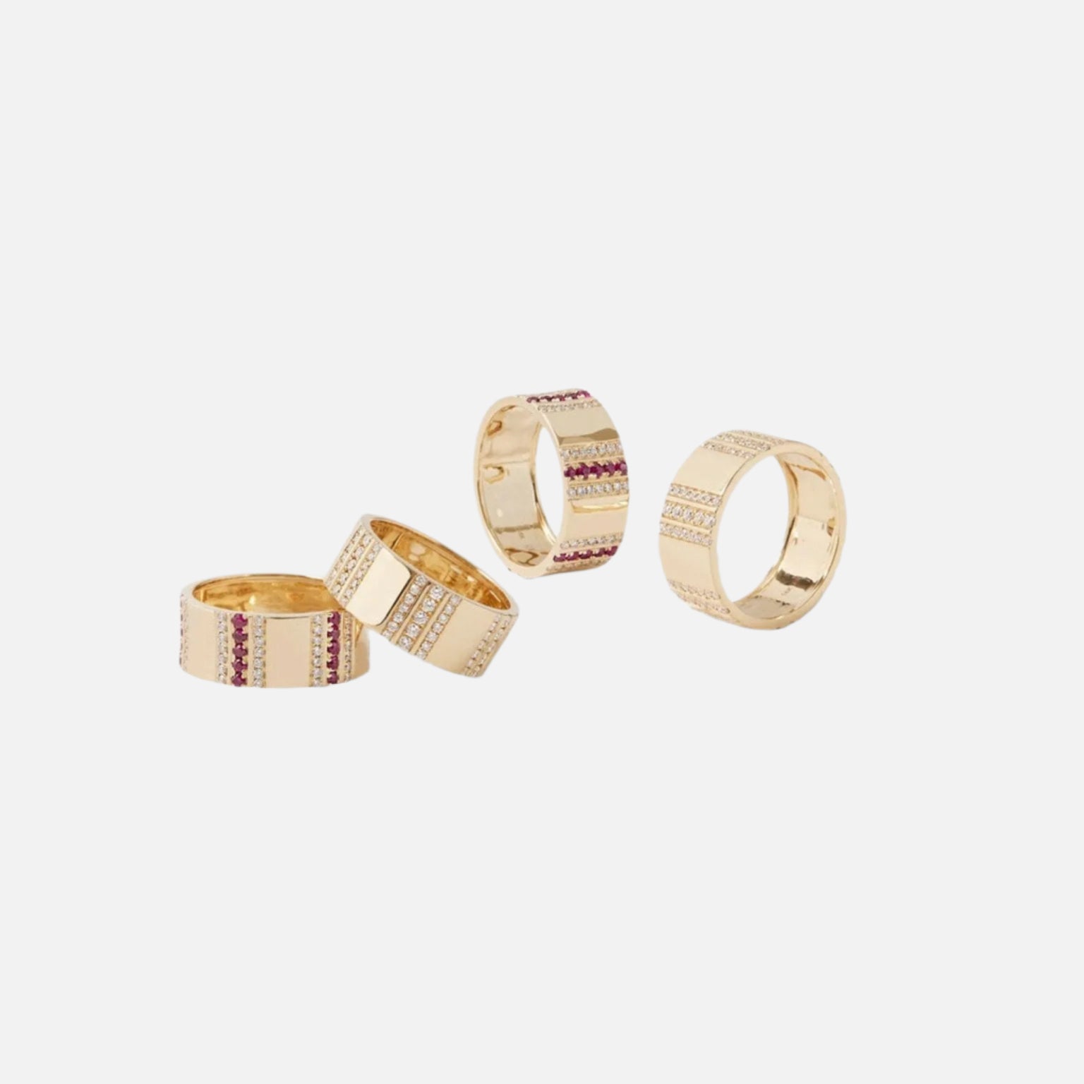 Pinstripe Strength Diamond Cigar Band Ring by Ri Noor - At Present Jewelry