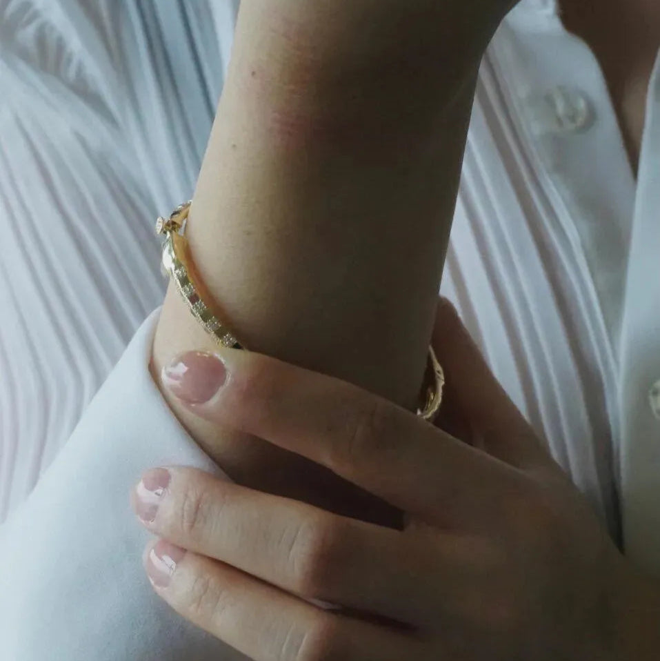 Pinstripe Strength Knife Edge Diamond Bangle Bracelet by Ri Noor - At Present Jewelry