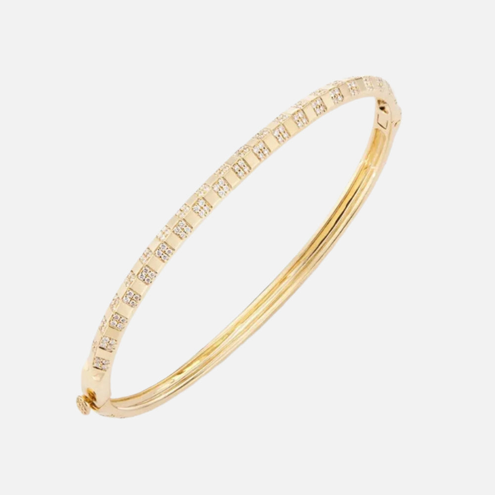 Pinstripe Strength Knife Edge Diamond Bangle Bracelet by Ri Noor - At Present Jewelry