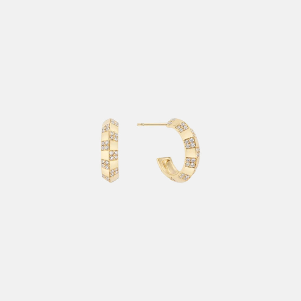 Pinstripe Strength Knife Edge Diamond Earring by Ri Noor - At Present Jewelry
