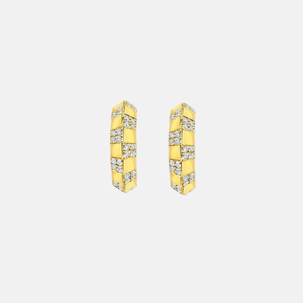 Pinstripe Strength Knife Edge Diamond Earring by Ri Noor - At Present Jewelry