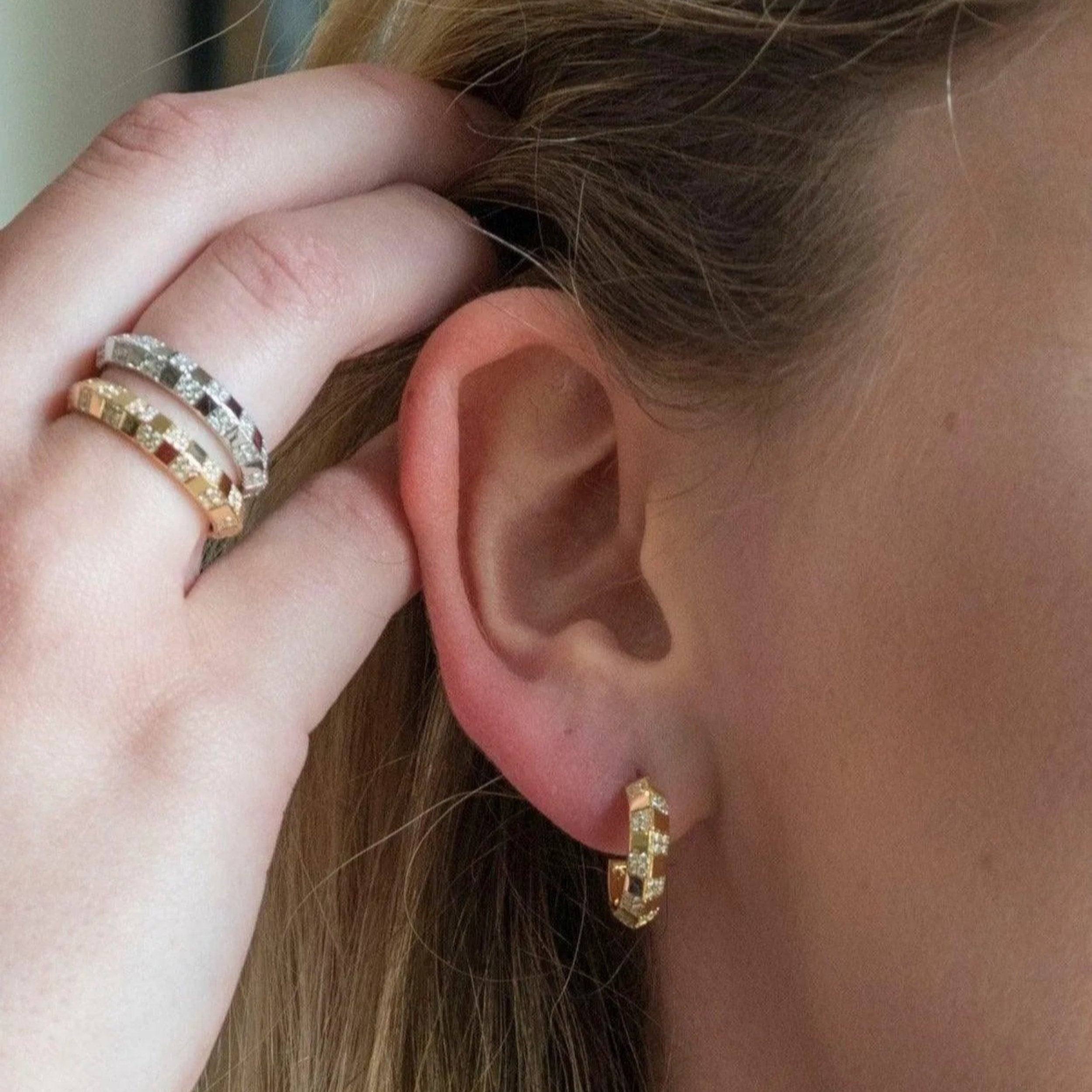 Pinstripe Strength Knife Edge Diamond Earring by Ri Noor - At Present Jewelry