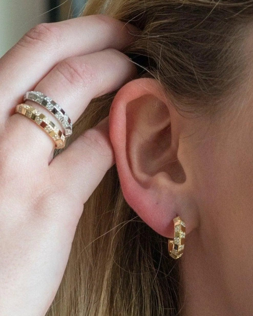 Pinstripe Strength Knife Edge Diamond Earring by Ri Noor - At Present Jewelry