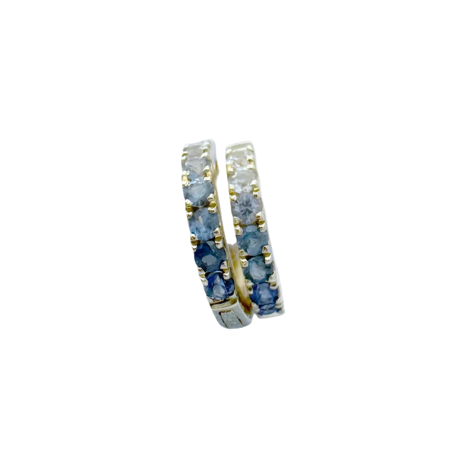 Ombre Blue Sapphire Huggies by Rebecca Pinto - At Present Jewelry