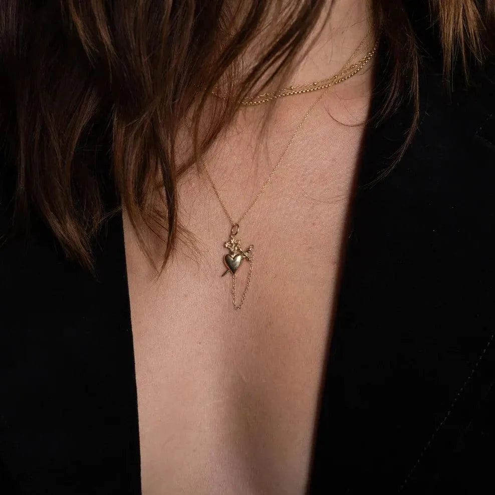 Sacred Heart Drop Pendant by Talon Jewelry - At Present Jewelry