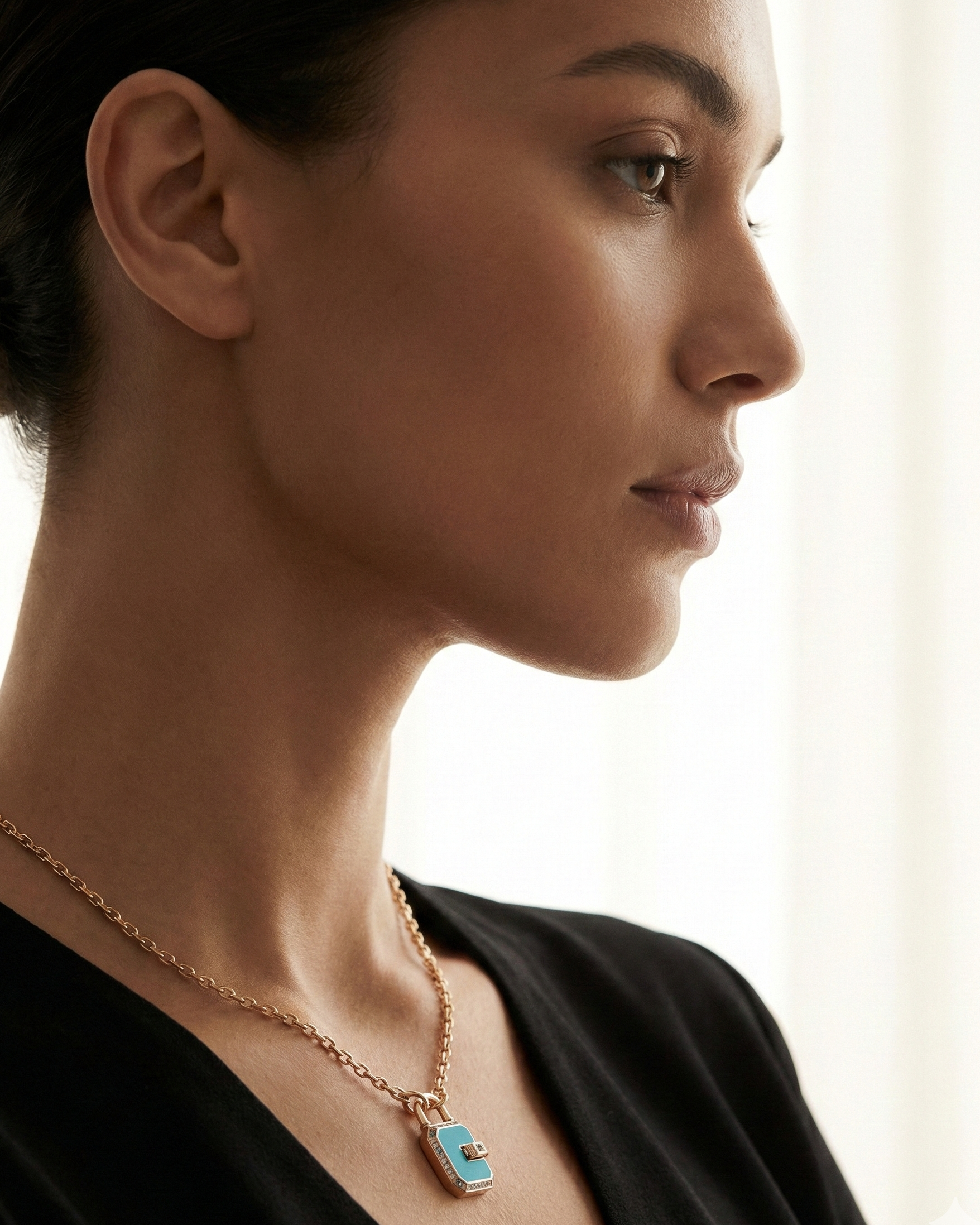 Mini Padlock, Turquoise Pavé