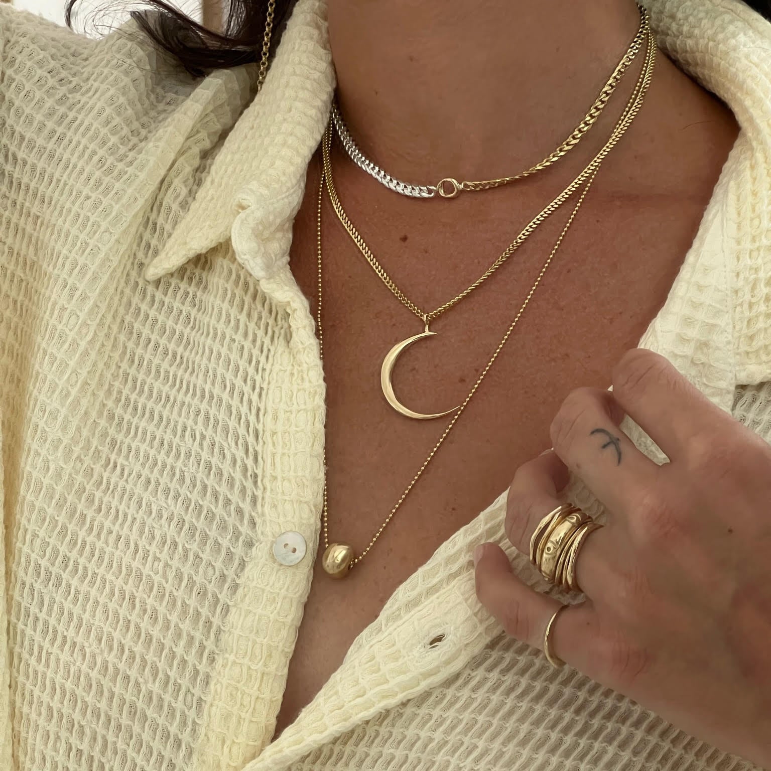 Luna Moon Diamond Charm by Rebecca Pinto - At Present Jewelry