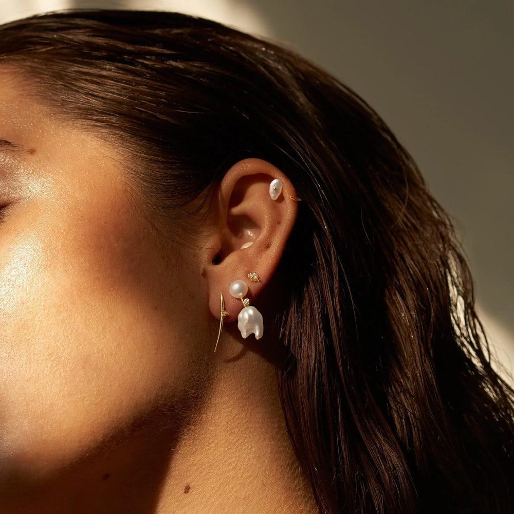 Diamond Mini Cloudbar Earrings by White/Space - At Present Jewelry