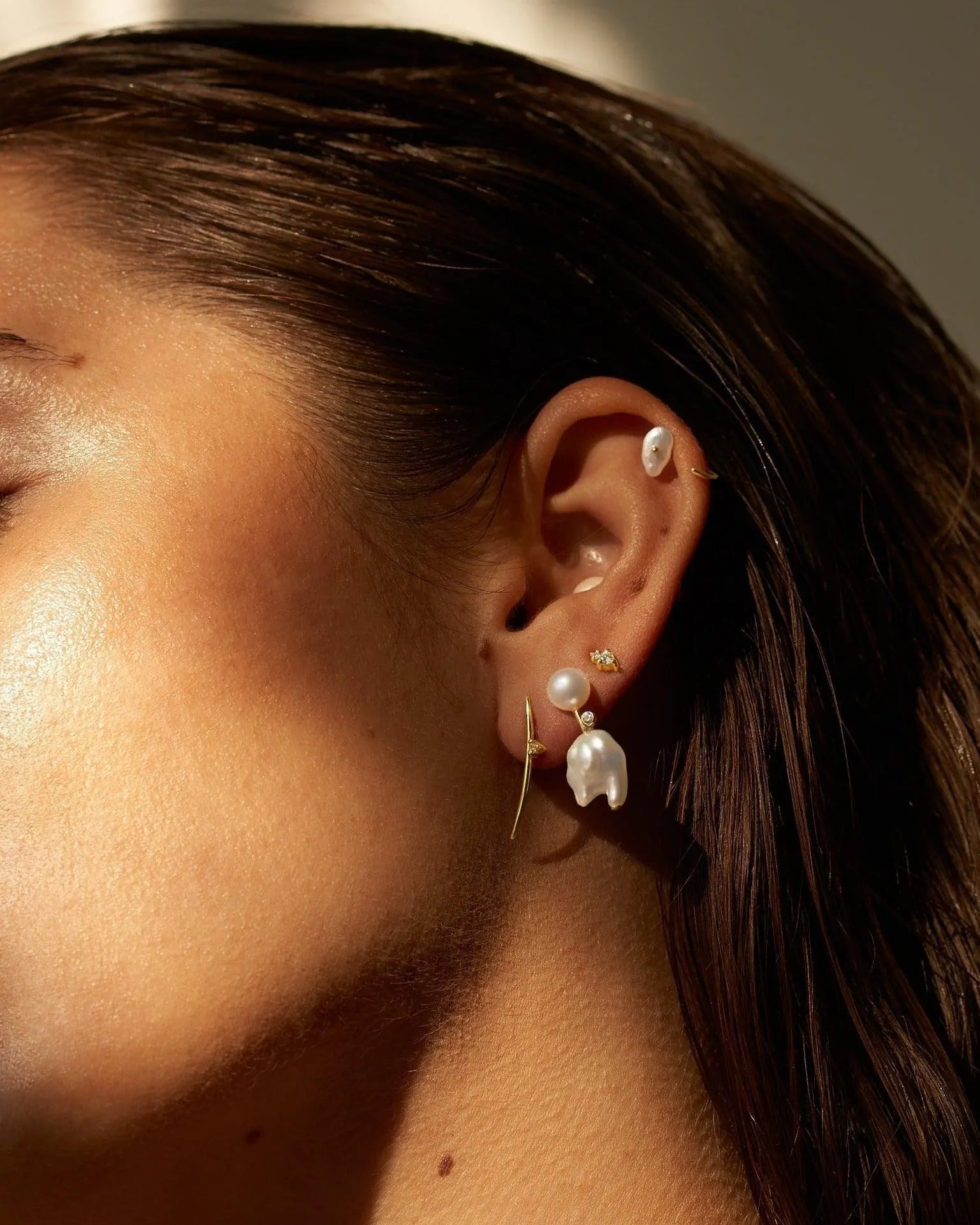 Diamond Mini Cloudbar Earrings by White/Space - At Present Jewelry