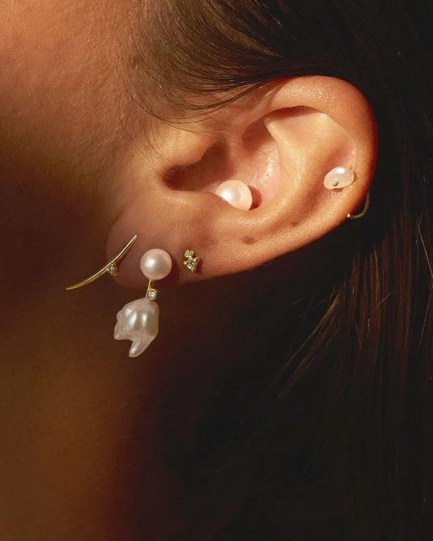Diamond Mini Cloudbar Earrings by White/Space - At Present Jewelry