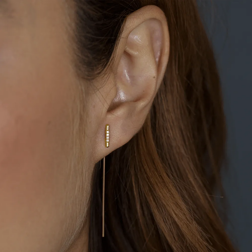 Pavé Linea Threader Earring by White/Space - At Present Jewelry