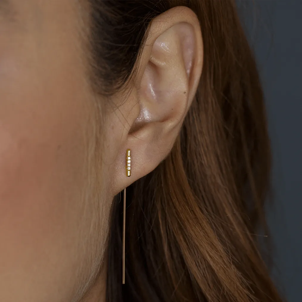 Pavé Linea Threader Earring by White/Space - At Present Jewelry