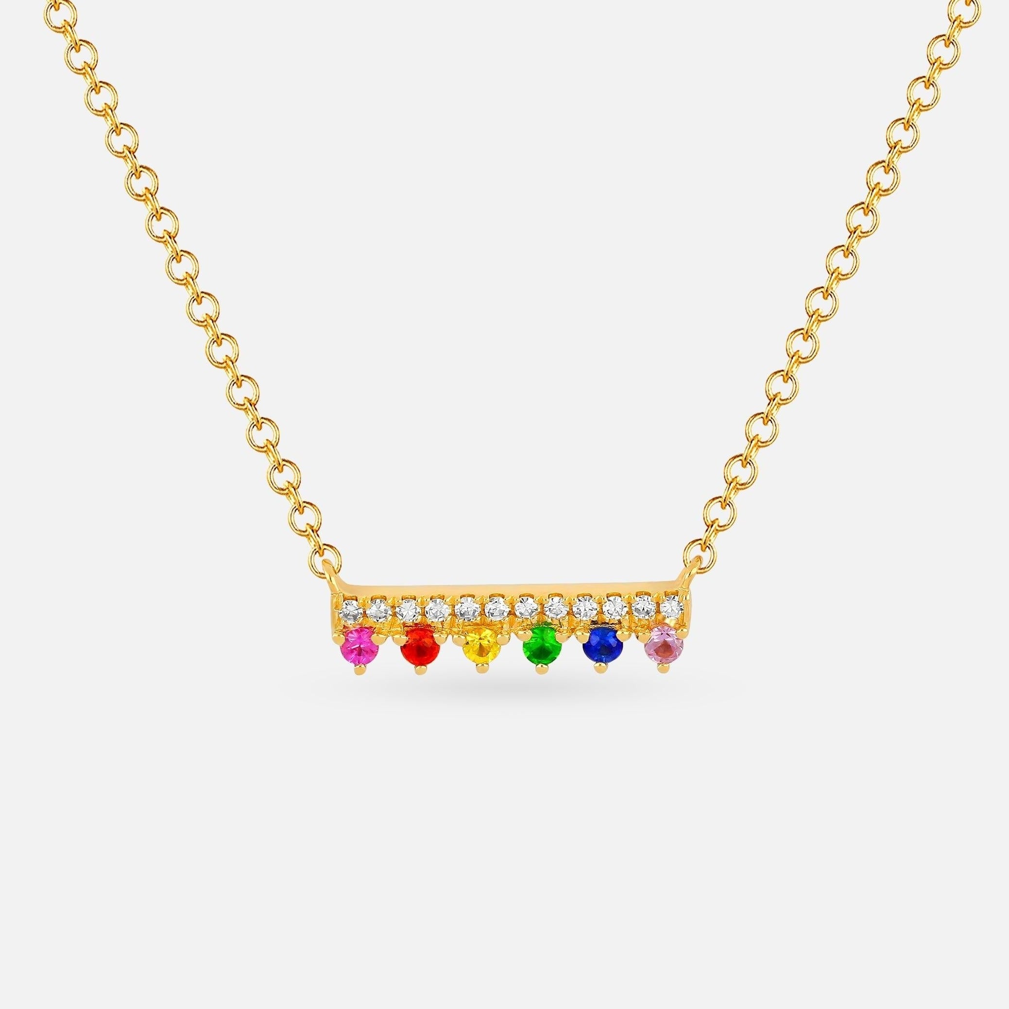 EF Collection Diamond & Rainbow Chloe Bar Necklace 1