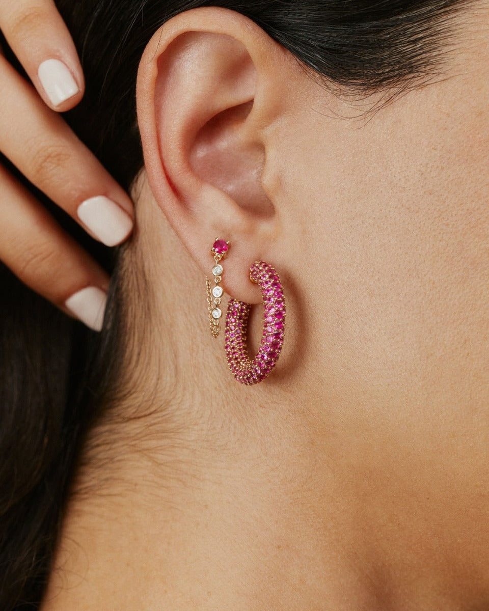 Gemstone Stud with Diamond Chain by Eriness - At Present Jewelry