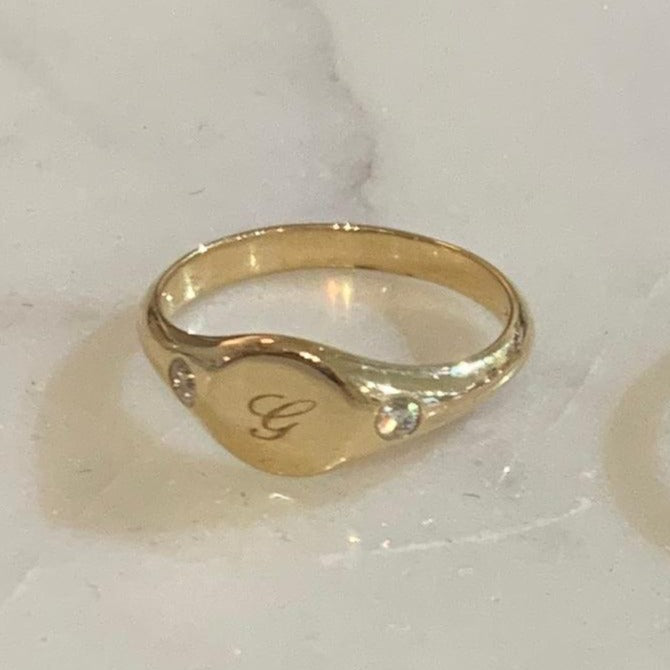 The Gild The Gold Petite Diamond Signet Ring 4