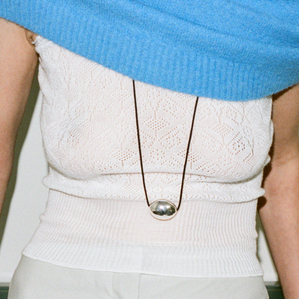 Large Ellipse Necklace, Silver by Annika Inez - At Present Jewelry