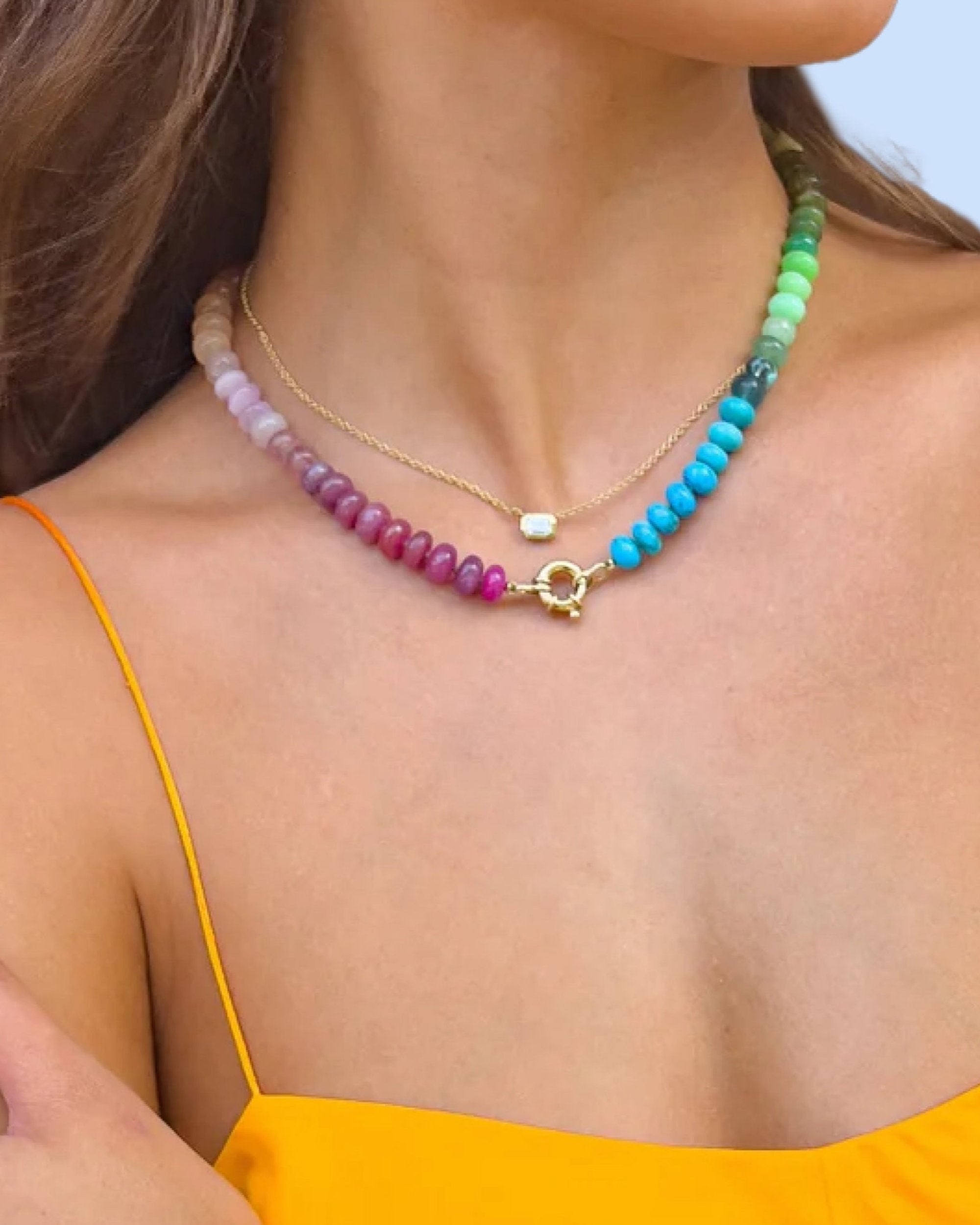 Tropical Luminous Rainbow Gemstone Necklace by Encirkled Jewelry - At Present Jewelry