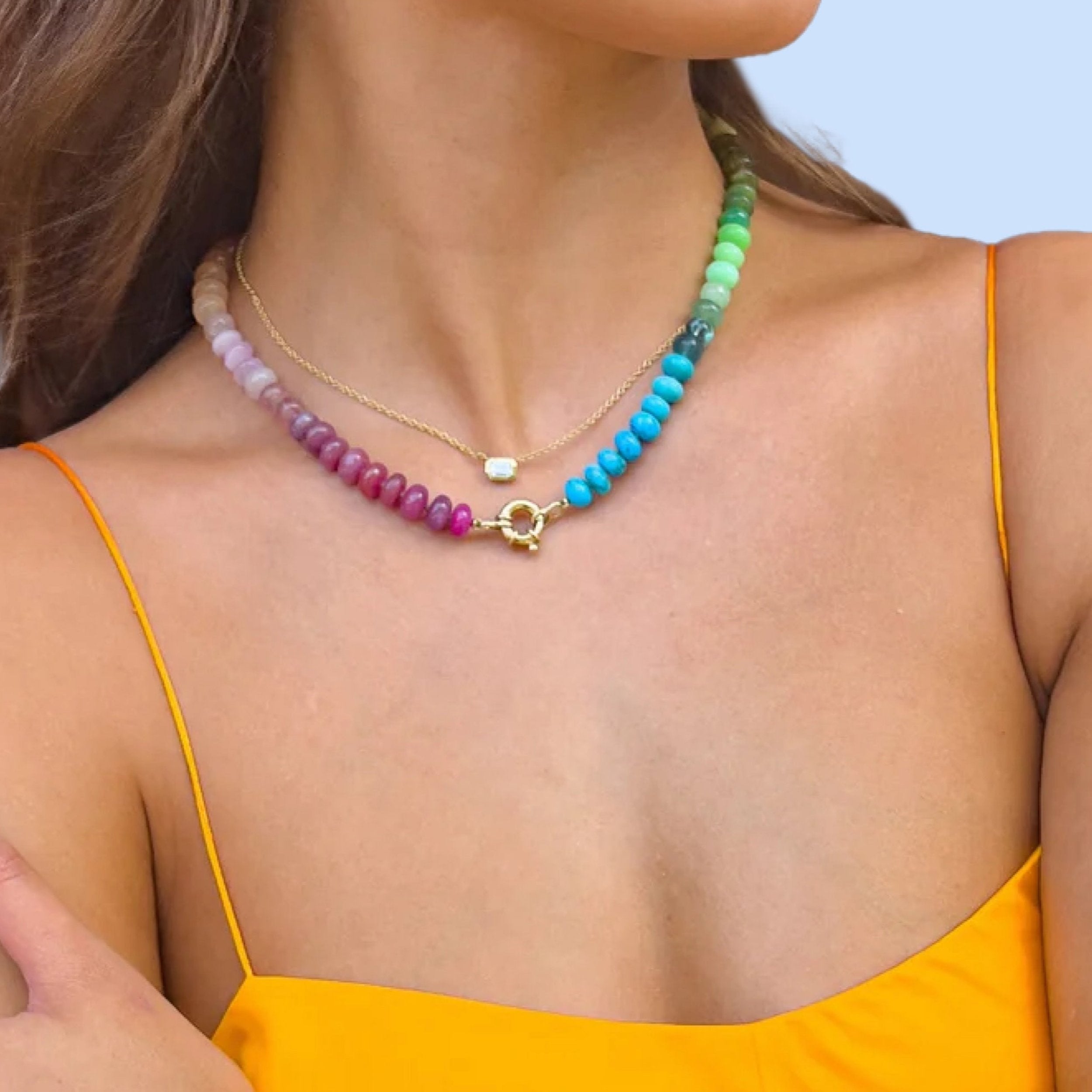 Tropical Luminous Rainbow Gemstone Necklace