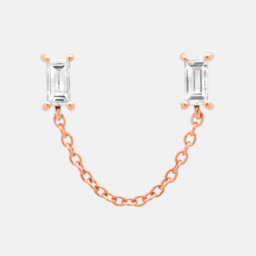 Diamond Baguette Chain Stud by Eriness - At Present Jewelry