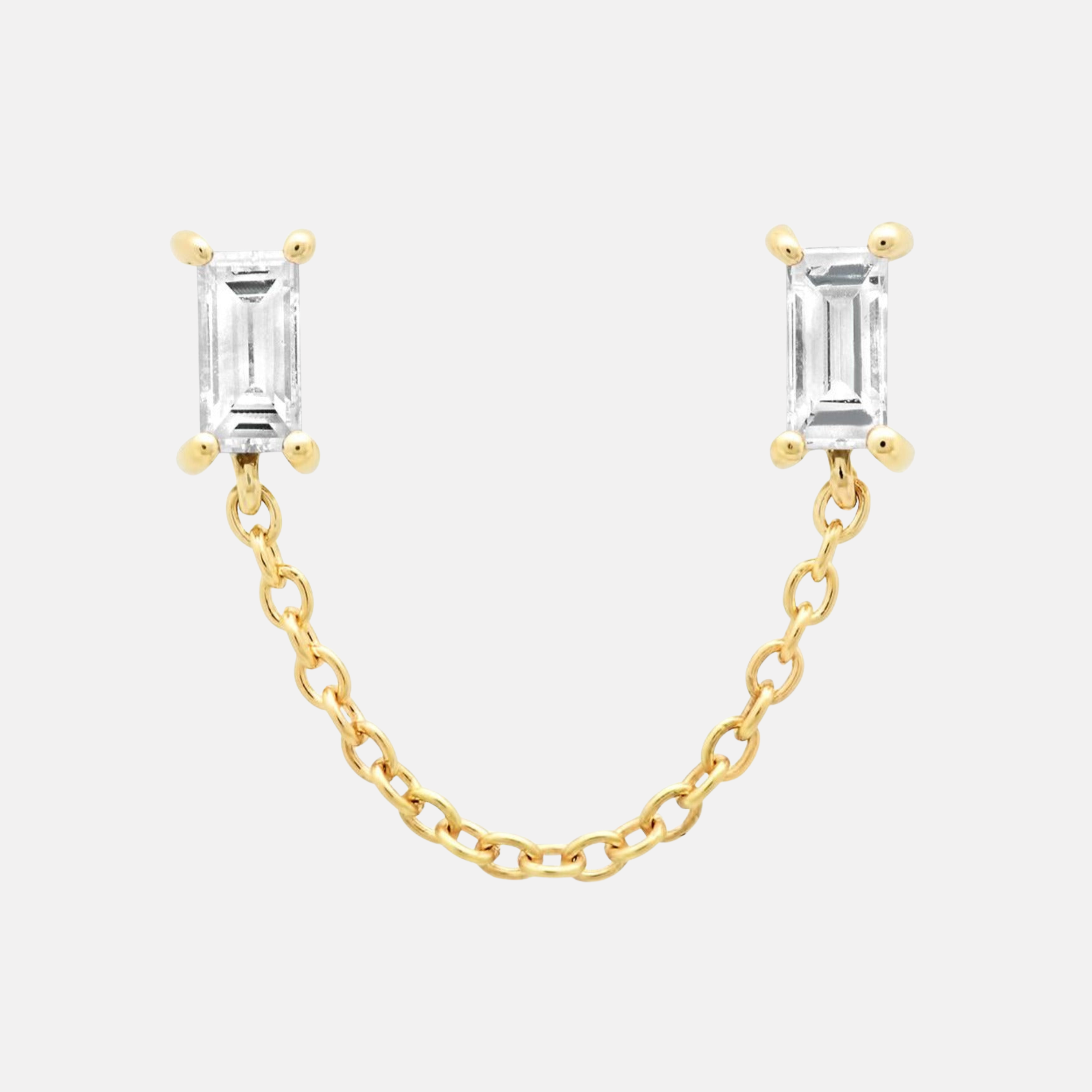 Diamond Baguette Chain Stud by Eriness - At Present Jewelry